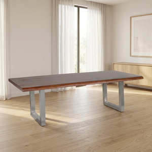 Mesa de Comedor Moderna de Madera con Patas de Metal, Forma Rectangular, Diseño Estable para Muebles del Hogar - Product Image 1