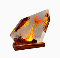 Lampe de table en résine époxy Dragon de Feu, faite à la main, éco-responsable, petite et moderne, certifiée APCITL, avec port USB, LED dimmable 2700K blanc chaud
