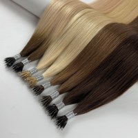 Extensiones de Cabello Humano Virgen con Alineación de Cutículas, Punta de Anillo Nano, Cabello Remy Nano con Micro Link, Sin Caída, Calidad de Salón