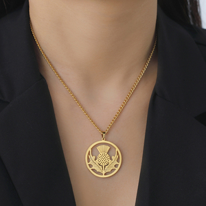Misthape collana <span class=keywords><strong>fiore</strong></span> di cardo scozzese donna <span class=keywords><strong>simbolo</strong></span> di amore ciondolo in acciaio inox gioielli regalo di San Valentino - Product Image 5