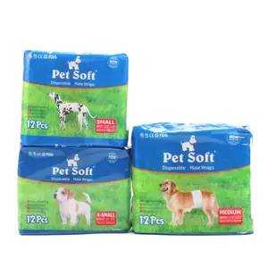 Fraldas super absorvente descartáveis para pets, animais de estimação macias, calças sanitárias para cães, tamanhos p (12 peças)