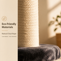 Tour d'escalade pour chat moderne à 2 niveaux de 47 cm, avec perchoir en peluche, poteau à gratter en sisal, jouet suspendu et base, vente en gros directe usine Chine, personnalisable