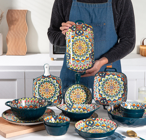 Hàng tồn kho bán buôn! Bộ đồ ăn kiểu Bohemian Morocco, gồm đĩa, bát, bộ đồ ăn bền vững, bộ đồ ăn bằng gốm với giá tốt nhất - Product Image 6