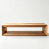 Table basse rectangulaire en bois de pin naturel de style nordique, design moderne et personnalisé pour salon, avec étagère, table à thé contemporaine