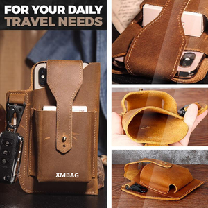Ventes chaudes hommes multifonctionnel en cuir PU sac de taille rétro stockage téléphone ceinture usage spécial pour un transport pratique - Product Image 5