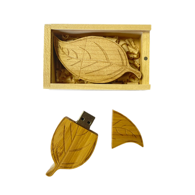 USB Flash Drive 2.0 1GB 2GB 4GB Wooden Leaf Memory Stick Gift 3.0 8GB 16GB 32GB Maple Bamboo Free Engraved Logo USB Flash Drive