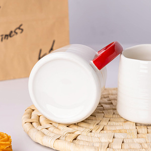 Custom Logo <b>Ceramic</b> Mug Color-Blocked Red Handle Single <b>Cup</b> For Gift Water Drinkware - Product Image 2