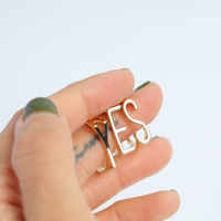 YICAI – bague ouverte en plaqué or véritable A-Z pour femme, avec initiales empilables, DIY, Alphabet