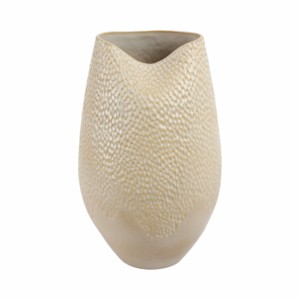 Vaso in ceramica moderno con bordo smerlato, forma aperta arrotondata decorativa per soggiorno, camera da letto, decorazioni per la casa - Product Image 1