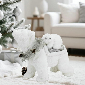 Decoraciones Navideñas de Oso Polar de Piel Sintética Blanca con Guirnalda, Decoraciones de Animales para Bebés y Mamás, Decoraciones Navideñas de Invierno - Product Image 3