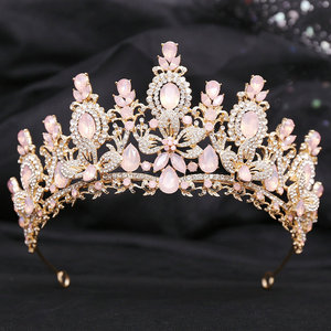 Corona de cristal con cuentas de aleación exquisita hecha a mano, corona de boda con diamantes de imitación brillantes para <span class=keywords><strong>novia</strong></span>, tiara de lujo, vestido de compromiso - Product Image 1