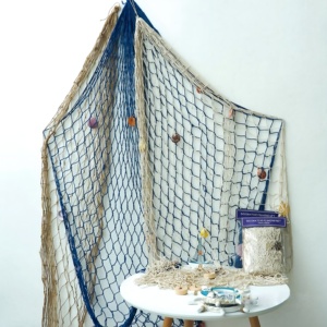 Red <span class=keywords><strong>de</strong></span> Pescado Decorativa <span class=keywords><strong>para</strong></span> Fiesta Hawaiana, Temática Náutica, <span class=keywords><strong>de</strong></span> Algodón, Pirata del Mar, Océano, Playa, Accesorio <span class=keywords><strong>de</strong></span> Halloween, Azul Beige - Product Image 3