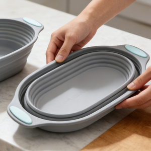 Bol de levée de pâte ovale pliable en silicone de qualité alimentaire <span class=keywords><strong>avec</strong></span> poignées antidérapantes pour la cuisson (vente en gros) - Product Image 4