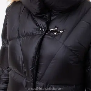 Jaket Puffer wanita, mantel gelembung Hem elastis ukuran besar untuk musim dingin