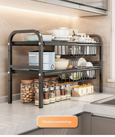 Support de rangement mural multi-niveaux extensible en acier inoxydable pour ustensiles de cuisine, à installer sous l'évier - Offre Spéciale