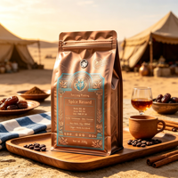 Sachet de café en aluminium de qualité alimentaire, imprimé en héliogravure personnalisé, résistant à l'humidité, à fond plat, avec huit soudures latérales