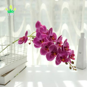 Flor Artificial blanca de 9 cabezas, mariposa Artificial de imitación, orquídeas, Rama, decoración de boda - Product Image 3