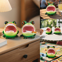 Cendrier en résine en forme de grenouille amusante, figurine animale, support à cendres, accessoire de fumage pour camping en extérieur, décoration de table, ornement de bar, cadeau