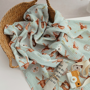 100% Organic Cotton Baby Crinkle Blanket 2 Layer Breathable Newborn <strong>Swaddle</strong> Crepe Muslin Stroller Cover Tummy Time Mat 100*100CM - Product Image 1