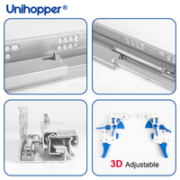 UNIHOPPER Tiroirs amortisseurs à 3 plis de type américain Rails télescopiques cachés Glissière de tiroir dissimulée à fermeture douce