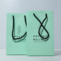 Individuell Bedruckte Mintgrüne Papier-Geschenktasche mit Dickem Baumwollseilgriff Luxuriöse Papiertüte für Kosmetik Wellness Hautpflege Verpackung