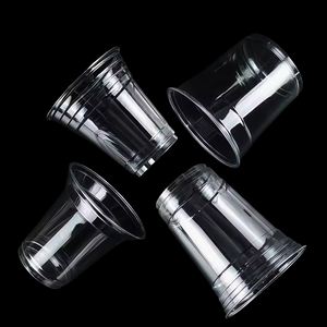 Logotipo impreso personalizado Vasos desechables Jugo de plástico Café helado Vino Cerveza Batido Vasos con tapa - Product Image 1