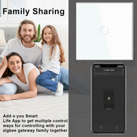 Interrupteur tactile intelligent Tuya Zigbee 3.0 EU UK 1/2/3/4 gangs bipolaire 10A max. Fils neutres requis, contrôle vocal Alexa/Google Home