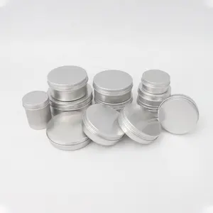 Empty aluminum tea silver screw cap coffee tin round white 50gr 100g matcha packaging tin box seal black airtight