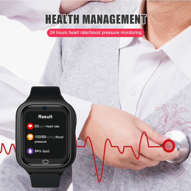 Health Monitoring 4G Smart Watch for Elderly Parents Two Way Calling Elderly Gps Wrist Cell Phone Watch with Fall Detection