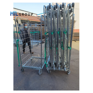 กรงรถลากแพลตฟอร์มโลหะสำหรับคลังสินค้า,กรงม้วนภาชนะรถเข็นแบบพับได้ - Product Image 5