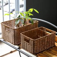 Gewebter Kunststoff-Aufbewahrungskorb Desktop-Spielzeug- und Snack-Organizer Kunststoff-Rattan-Aufbewahrungsbox im Japanischen Stil