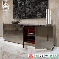 Buffet de luxe moderne avec finition métallique, meuble haut de gamme pour manoir et hôtel, personnalisation complète de l'ameublement pour toute la maison