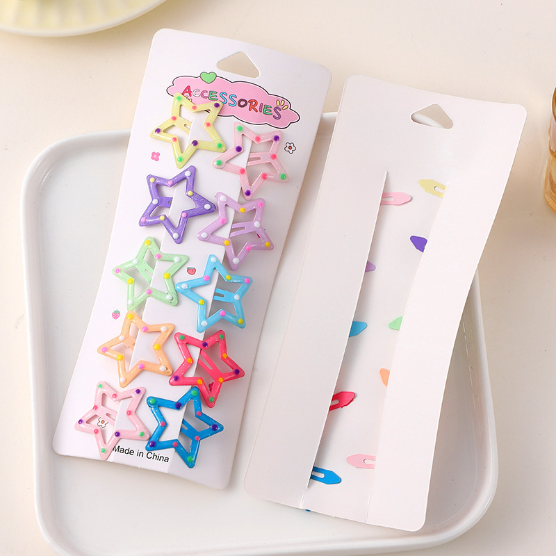 Pinza para el cabello colorida con forma de estrella, 3.1*3.1cm, 14.6g