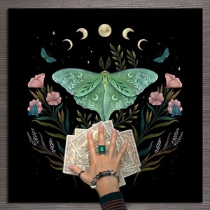 Tovaglia dei tarocchi in tessuto mistico fatto a mano tripla luna Design zodiacale decorazione dell'altare spirituale per i rituali di divinazione costellazione - Product Image 3