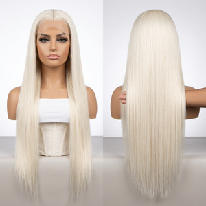 <span class=keywords><strong>Parrucca</strong></span> Sintetica Liscia con Frangia <span class=keywords><strong>Turchese</strong></span> Resistente al Calore per Capelli Verde Bluastro, Densità 150%, Radici Nere per un Look Naturale - Vendita all'Ingrosso - Product Image 4