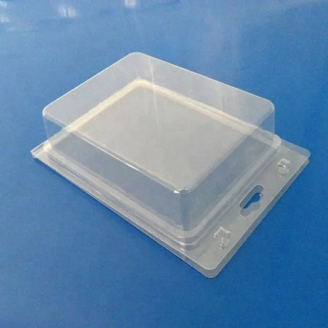 thermoformed plastic PVC clear custom single cavity clam shell with hanger