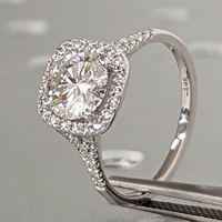 Bague de fiançailles en or massif 10K/14K/18K avec diamant de laboratoire 2 carats taille coussin, halo pavé, tige fendue, certifiée IGI CVD/HPHT, personnalisable
