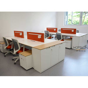 공장 직판 모던 우드 모듈형 <span class=keywords><strong>4</strong></span>인용 사무실 비서 워크스테이션 책상 (스탠딩 디자인, 6년 보증) - Product Image 4