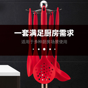Juego de utensilios de cocina de silicona, juego de cinco piezas que incluye espátula, cuchara para wok, colador, cuchara para arroz, sartén antiadherente, espátula de silicona. - Product Image 4