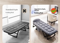 Lit inclinable moderne pliable et réglable avec coussin épais, portable pour le camping et l'extérieur, design compact avec cadre en acier pour le salon