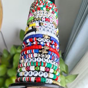 Bohemio personalizado palabras colorido semilla cuentas juego día enseñar <span class=keywords><strong>feliz</strong></span> Navidad carta <span class=keywords><strong>amistad</strong></span> pulsera - Product Image 2