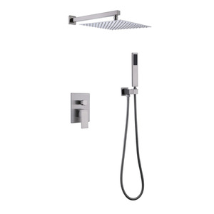 Douche murale carrée encastrée Xinxi, style américain, en acier inoxydable chromé, pour hôtels, avec jet pluie BX - Product Image 4