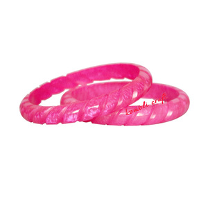 ซูเปอร์ร้อนสีชมพูหินอ่อนเชือกขายส่งวินเทจ Bakelite เครื่องประดับสร้อยข้อมือกำไลข้อมือ - Product Image 1