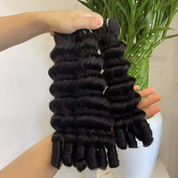 Nouveaux arrivages Fumi Bouncy Curly 100% cheveux humains, mèches doubles, cheveux vierges non traités, cuticules alignées