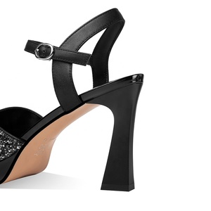 Sandales à plateforme élégantes à paillettes avec bride de cheville, bout ouvert, talon épais, tendance mode estivale pour femme, boucle de cheville réglable - Product Image 5