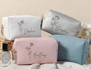 Custom logo Makeup <b>Bag</b> Luxurious PU Leather Toiletry <b>Bag</b> <b>Bridesmaid</b> Make up <b>Bags</b> Cosmetic Pouch with Zipper - Product Image 3