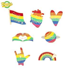 Venta al por mayor Gay Pride Rainbow Pin de solapa personalizado <span class=keywords><strong>LGBT</strong></span> Rainbow Heart Shaped Pride esmalte Metal Pin para ropa e insignia - Product Image 5