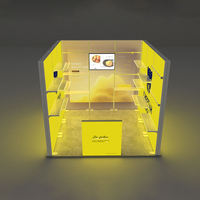 Stand d'exposition portable éclairé avec panneaux lumineux en aluminium et étagères de présentation de produits