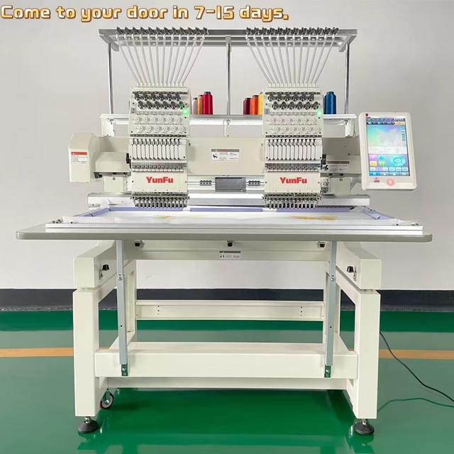 Door to Door Service Digital Industrial 2 Heads 12/15 Needles Embroidery Machine for Cap Hat Computer Embroidery Machine
