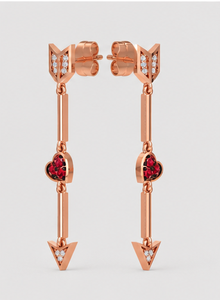 Pendientes de Corazón en Aleación de Zinc con Baño de Oro Rosa, Flecha Colgante de Zirconia y Engaste de Bisel, Estilo Romántico para Boda de Mujer - Product Image 3